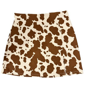 Alter’d State Women’s Miniskirt Size 4 Cow Print Brown & Ivory Contour Waist